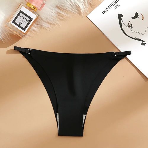Culotte Sexy Sans Couture Pour Femmes,Sous-Vêtements Féminins,String À Ceinture Fine,Slips À La Mode,Lingerie Élastique,Bikini Tentation - Type Black-L