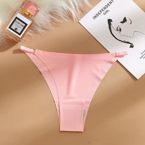 Culotte Sexy Sans Couture Pour Femmes,Sous-Vêtements Féminins,String À Ceinture Fine,Slips À La Mode,Lingerie Élastique,Bikini Tentation - Type Pink-M