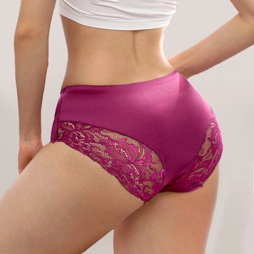 Warmsteps M-Xxxxl Grande Taille Sous-Vêtements Femmes Culottes Sexy Dentelle Slips Grande Taille Lingerie Intimes Femme Caleçon Commandé - Type Raspberry Purple-M