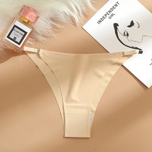 Culotte Sexy Sans Couture Pour Femmes,Sous-Vêtements Féminins,String À Ceinture Fine,Slips À La Mode,Lingerie Élastique,Bikini Tentation - Type Skin-M