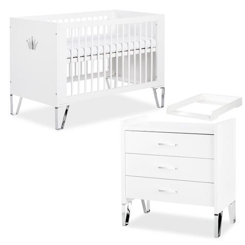 Blanka Chambre Bébé Lit Évolutif Et Commode Avec Plan À Langer 120x60 Blanc