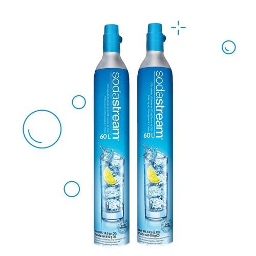 sodastream - lot de 2 cylindres de recharge de gaz co2 60l pour machine à gazéifier - 2 x cylindre gaz