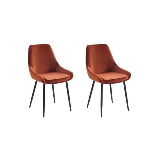 Lot De 2 Chaises - Velours Et Métal Noir - Terracotta - Masurie