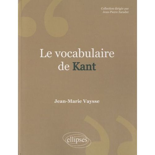 Le Vocabulaire De Kant