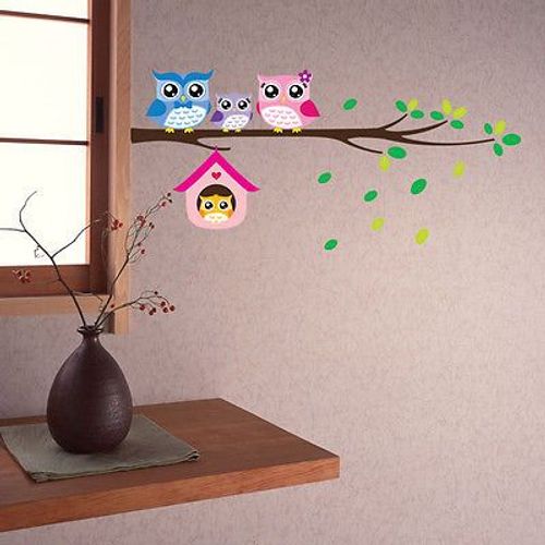 Autocollants Muraux En Vinyle, Décoration De Chambre D'enfant, Branche De Hibou, Dessin Animé, Décalcomanie, Amovible, Pour La Maison, Bricolage