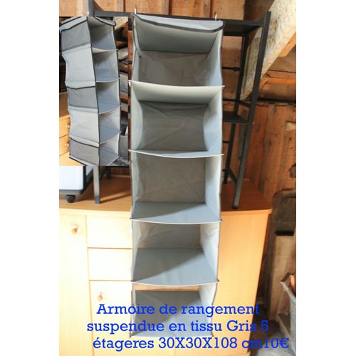 Armoire De Rangement Suspendue En Tissu Gris