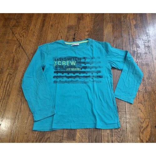T-Shirt Manche Longue Garçon Bleu Turquoise Gemo Taille 12 Ans