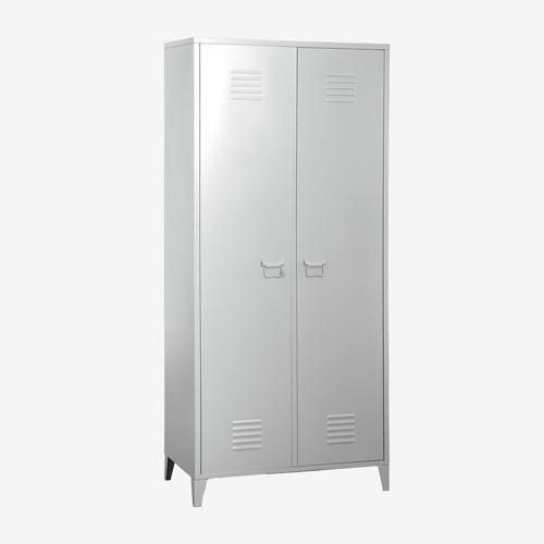 Armoire Vestiaire 2 Portes En Acier Pohpli Gris Clair