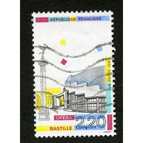 Timbre Oblitéré Opéra,Bastille,République Française,La Poste 1989,2,20