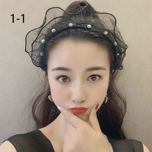Serre-Tête En Dentelle Noire Et Perles Pour Femmes, Accessoire De Coiffure, Élégant, À La Mode