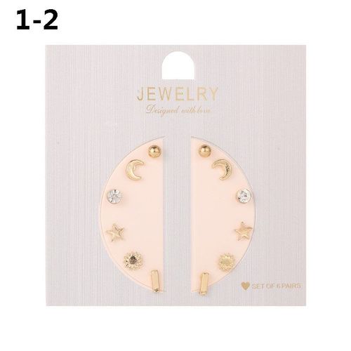 Boucles D'oreilles En Strass Pour Filles, 6 Pièces, Simple, Étoile Géométrique, Fleur, Clou D'oreille, Mode, Bijoux, Accessoire