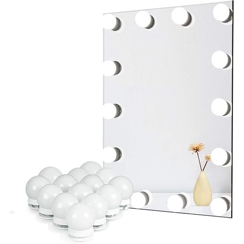 Lumière de Miroir, kit lumineux de style hollywoodien avec cordon d'alimentation USB,avec 10 ampoules à intensité variable pour coiffeuse 3 couleurs