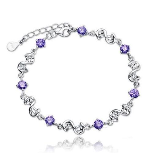 Bracelets En Argent Sterling 925 Pour Femmes, Chaîne Torsadée Géométrique En Zircon Violet, Cadeaux De Fête, Nouvelle Collection