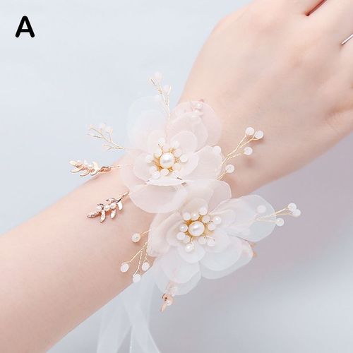 Bracelets De Poignet En Cristal Perle Pour Filles, Corsage De Demoiselle D'honneur, Fleur À Main Pour Enfants, Beau Mariage De Mariée, Bijoux Pour Filles
