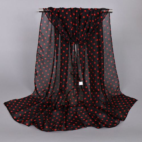 Longue Écharpe En Mousseline De Soie Pour Femmes, Châles Et Enveloppes, Paréo, Serviettes De Plage, Été, Imprimé À Pois, Hijab Musulman, Cape En Soie