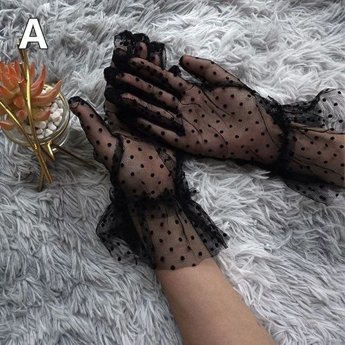 Gants En Dentelle Pour Femmes, Extensible, Sexy, Court, Tulle, Doigt Complet, Feuille De Lotus, Gants De Conduite Élégants Pour Dames, Collection Automne Et Été