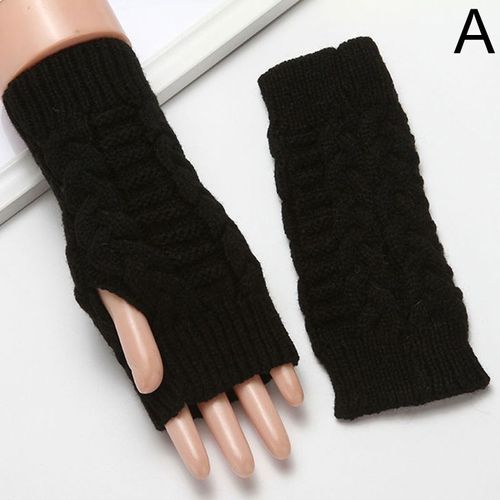 Gants À Demi-Doigts Pour Femmes, En Laine Tricotée, Doux Et Chaud, Mitaines Courtes Sans Doigts, Unisexe, Hiver