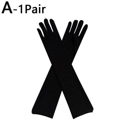 Gants Longs Extensibles En Satin Pour Femmes, Mitaines De Doigts, Coude, Poignet, Costume De Bal, Protection Solaire, Noir, Rouge