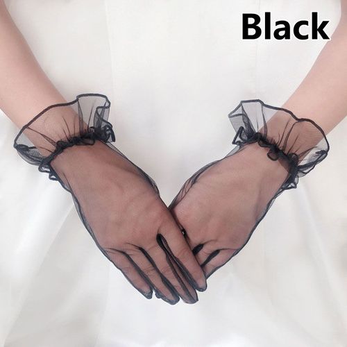 Gants De Gaze En Maille De Dentelle D'été Pour Mariée, Sexy, Transparent, Noir, Rose, Design Court, Gants Pour Femmes, Mitaines Résistantes Aux Uv