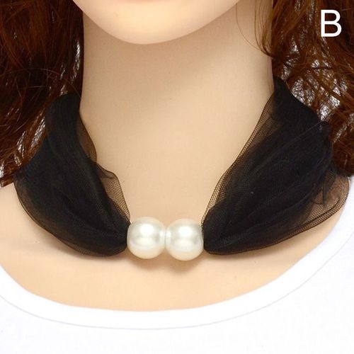 Collier De Déclaration En Organza Fin Pour Femmes, Écharpe Pendentif Avec Perles Décoratives, Bavoir Long, Foulards En Soie