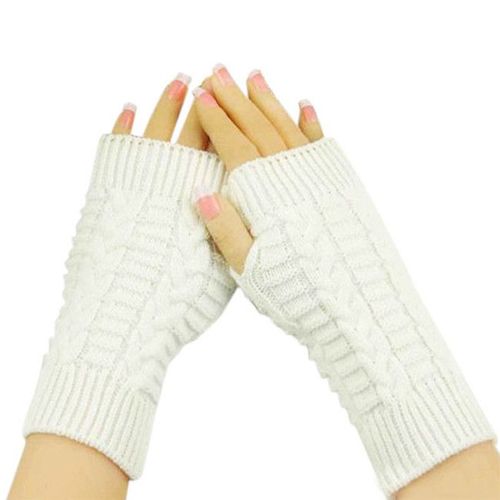 Gants Chauds D'hiver Pour Femmes Et Filles, Tricots De Couleur Unie, Mitaines Sans Doigts, En Laine Artificielle Épaisse