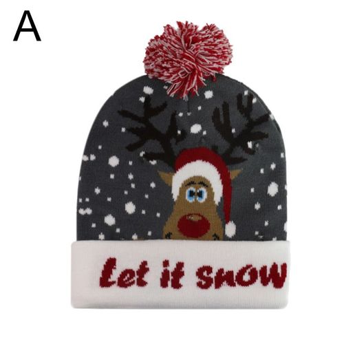 Pull De Noël Pour Enfants, Bonnet Tricoté Avec Led, Motif De Dessin Animé Lumineux, Cadeau De Noël, Fournitures De Nouvel An