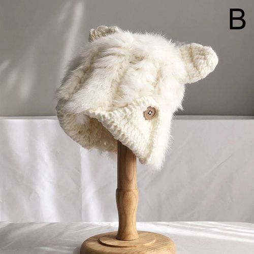 Couvre-Oreilles Tricoté En Fausse Fourrure Pour Femme, Chapeau Chaud En Laine De Couleur Unie, À La Mode, Dessin Animé Coréen, Chat, Automne Hiver