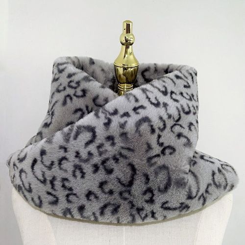 Foulard Chaud En Fausse Fourrure Pour Femme, Écharpe Épaisse, Châle, Imitation Fourrure, Polaire, Léopard, Solide, À La Mode