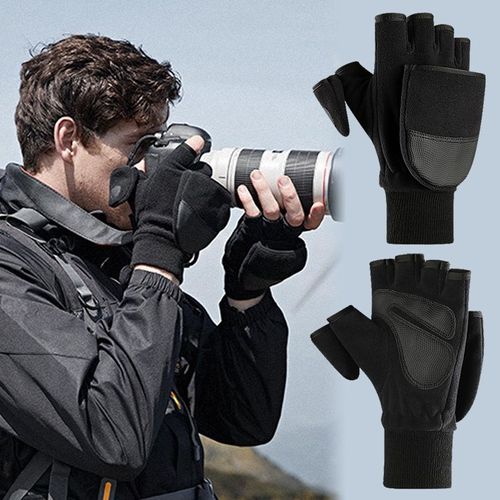 Gants D'hiver Antidérapants Homme | Mitaines Chaudes, Imperméables Et Chaudes, Résistantes Au Froid, En Cuir, Sans Doigts