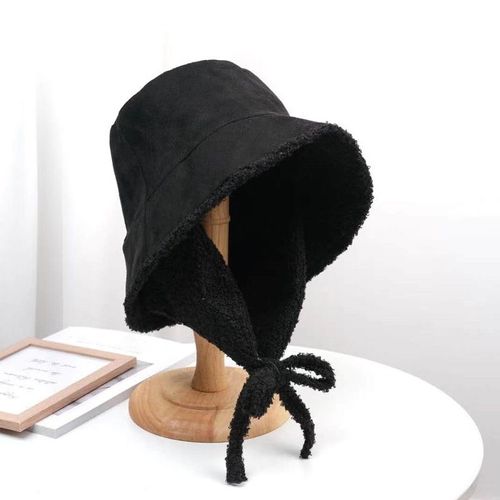 Chapeaux Seau Épais En Laine D'agneau Pour Femmes, Protection D'oreille Chaude, Casquettes De Pêcheur Avec Protège-Oreilles En Peluche Velours, Casquettes Panama Réglables