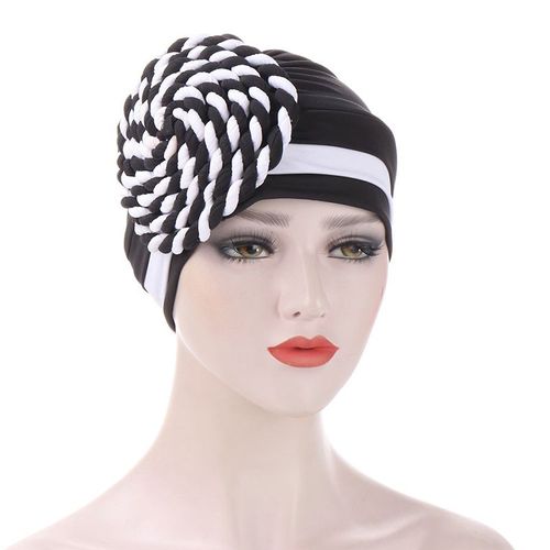 Chapeau Indien En Coton Tressé Pour Femmes, Turban Élastique, Casquette Chimio Islamique, Foulard Pour La Tête Extensible