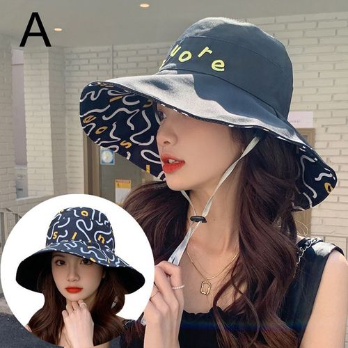 Chapeau Seau Pliable Double Face Pour Femmes, Chapeau De Soleil D'été Pour Filles, Casquette De Pêcheur À Visière Anti-Uv À Large Bord