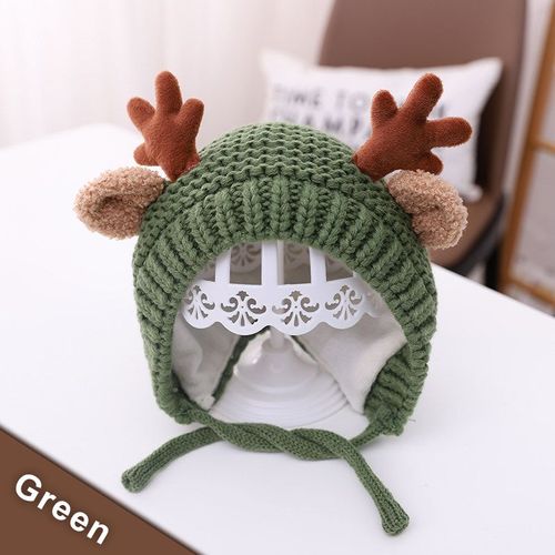 Chapeau De Noël Tricoté En Peluche Pour Bébé, Mignon, En Cerf, En Bois D'élan, Chaud Pour L'hiver, Pour Enfants, Bonnet Pour Garçons Et Filles