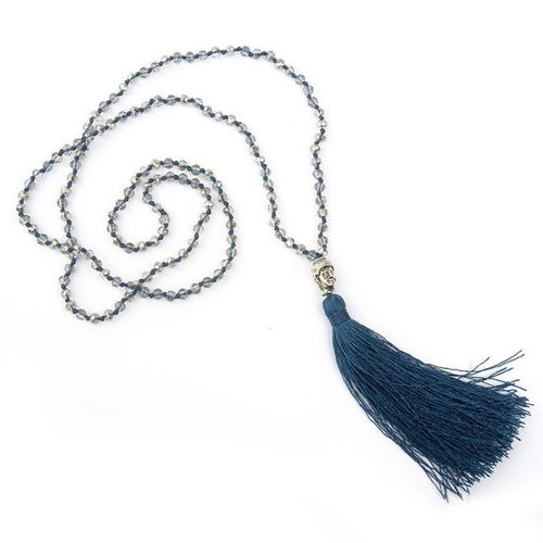 Collier Néon Long À Pompon Pour Femmes Et Filles, Pendentif À Facettes En Verre, Chaîne Pour Barbe En Cristal, Bijoux Ras Du Cou