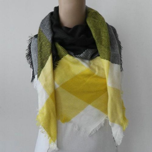 Écharpe En Cachemire À Carreaux Pour Femmes, Châle Chaud, Fin, Long, Épais, Solide, Tricoté, Printemps, Hiver, Bandana, Pashmina