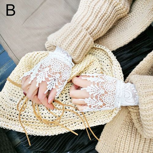 Pull À Manches Évasées En Dentelle Florale Plissée Froncée Pour Femme Et Fille, 2 Pièces, Faux Poignets, Chauffe-Poignet, Décoration
