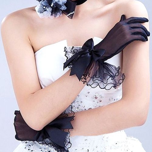 Gants De Mariée En Dentelle, N¿Ud Papillon Avec Doigts, Gants Courts Blancs Pour Robe De Mariée, Accessoires Photo, Gants De Fête Pour Femmes, Nouvelle Mode