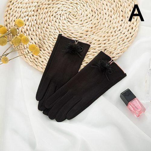 Gants En Daim À La Mode Pour Femmes, Mitaines Chaudes En Fourrure D'hiver, Chauffe-Main, Coupe-Vent, Sport De Plein Air, Gants À Écran Tactile