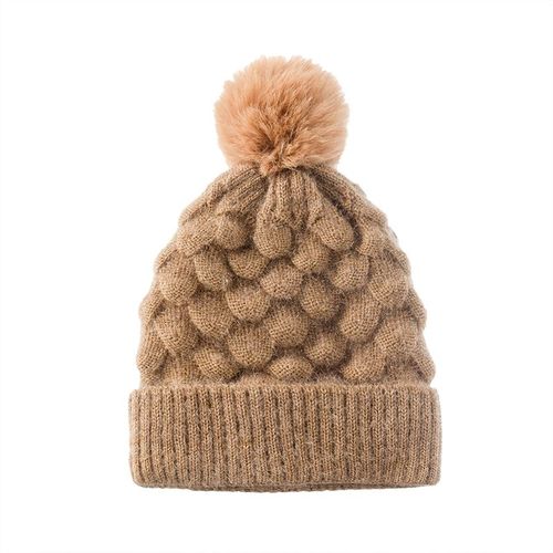 Bonnet Tricoté À Pompon Pour Femme Et Homme, Bonnet Décontracté Chaud Et Épais, Avec Boule De Fourrure, Crochet, Skullies, Hiver
