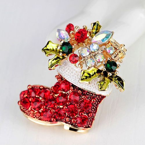 Jolie Broche De Bottes De Noël Pour Femmes Et Hommes, Avec Strass En Cristal, Épingles De Luxe En Métal, Accessoires De Bijoux Pour Dames