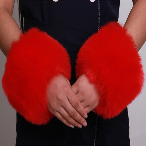 Manchettes En Fausse Fourrure Pour Femme, Couleur Unie, Élastique, Chauffe-Bras, En Peluche, Protège-Poignets