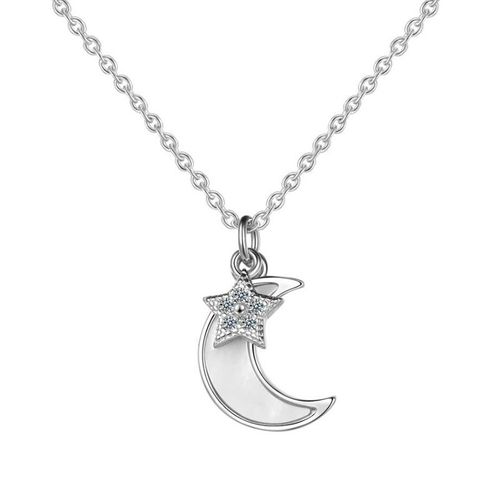 Collier En Argent Sterling 925 Avec Pendentif Coquillage, Lune Et Étoile En Zircon, Bijoux Exquis Pour Femmes, Meilleurs Cadeaux D'anniversaire Pour Filles