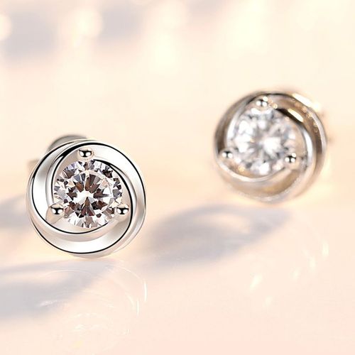 Mini Boucles D'oreilles En Zircon Brillant Pour Femmes, Bijoux Créatifs En Argent Sterling 925, Rose Rotative, Cadeaux D'anniversaire
