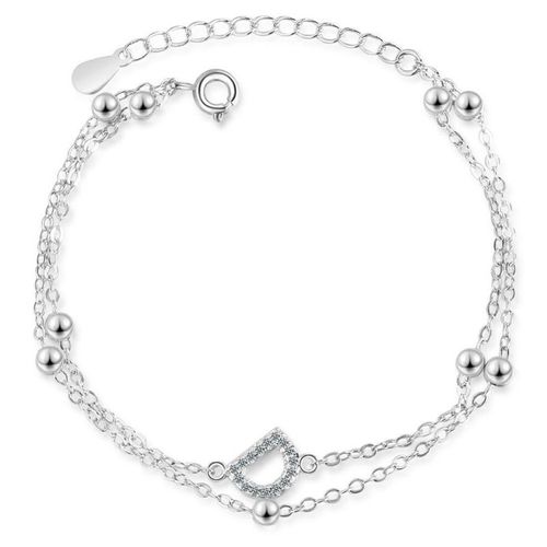 Bracelet Double Chaîne En Argent Sterling 925 Pour Femme, Bijou Exquis En Zircon, Lettre D, Perle, Cadeau D'anniversaire, Nouveauté