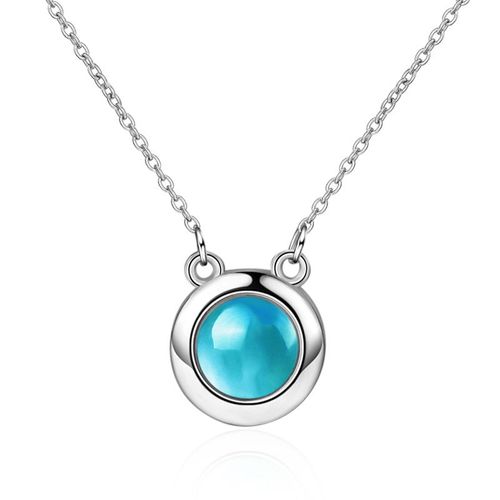 Colliers En Argent Sterling 925 Pour Femmes, Pendentif Rond Simple En Cristal Bleu, Bijoux Féminins, Cadeau De Saint Valentin, Nouvelle Mode