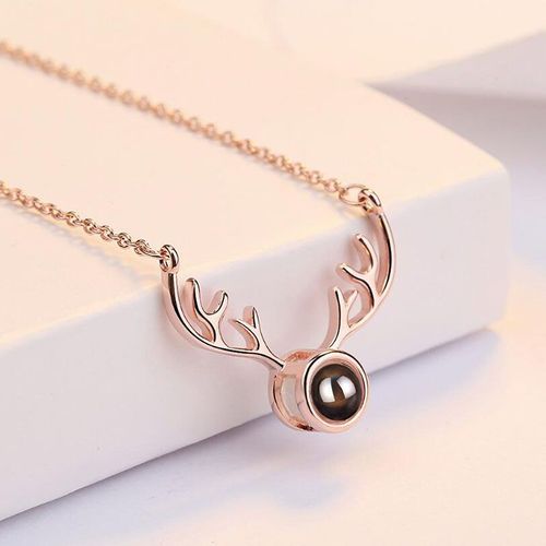Colliers En Argent Sterling 925 Pour Femmes, Pendentif En Bois D'élan, Bijoux, Accessoires De Fête, Projection I Love You