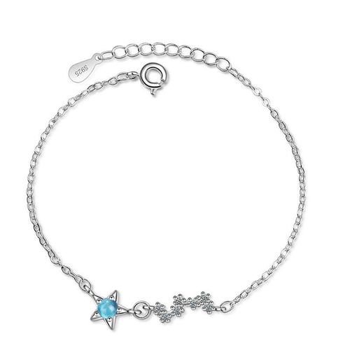 Bracelets En Argent Sterling 925 Pour Femmes, Nouveaux Bijoux En Cristal Bleu Zircon Étoiles, Cadeaux D'anniversaire Pour Filles
