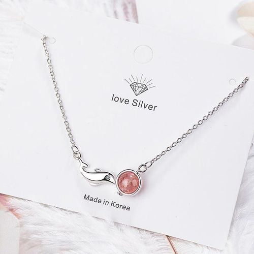 Colliers En Argent Sterling 925 Pour Femmes, Pendentif Mignon Dauphin En Cristal Rose, Bijoux Pour Filles, Cadeau De Saint Valentin, Nouvelle Mode
