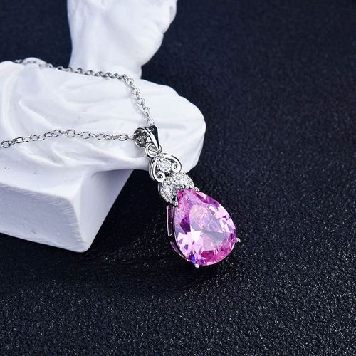 Pendentif Goutte D'eau En Cristal Rose Pour Femmes, Colliers En Argent Sterling 925, Accessoires De Mariage, Cadeau D'anniversaire