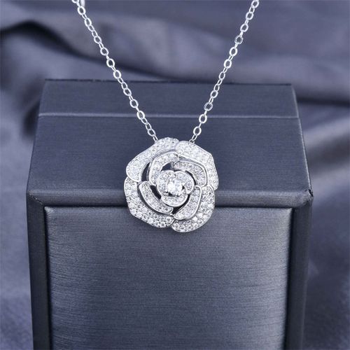 Ensemble De Bijoux En Argent Sterling 925 Pour Femme, Collier, Bague, Boucles D'oreilles, Fleur Rose, Zircon Brillant, Accessoires De Mariage